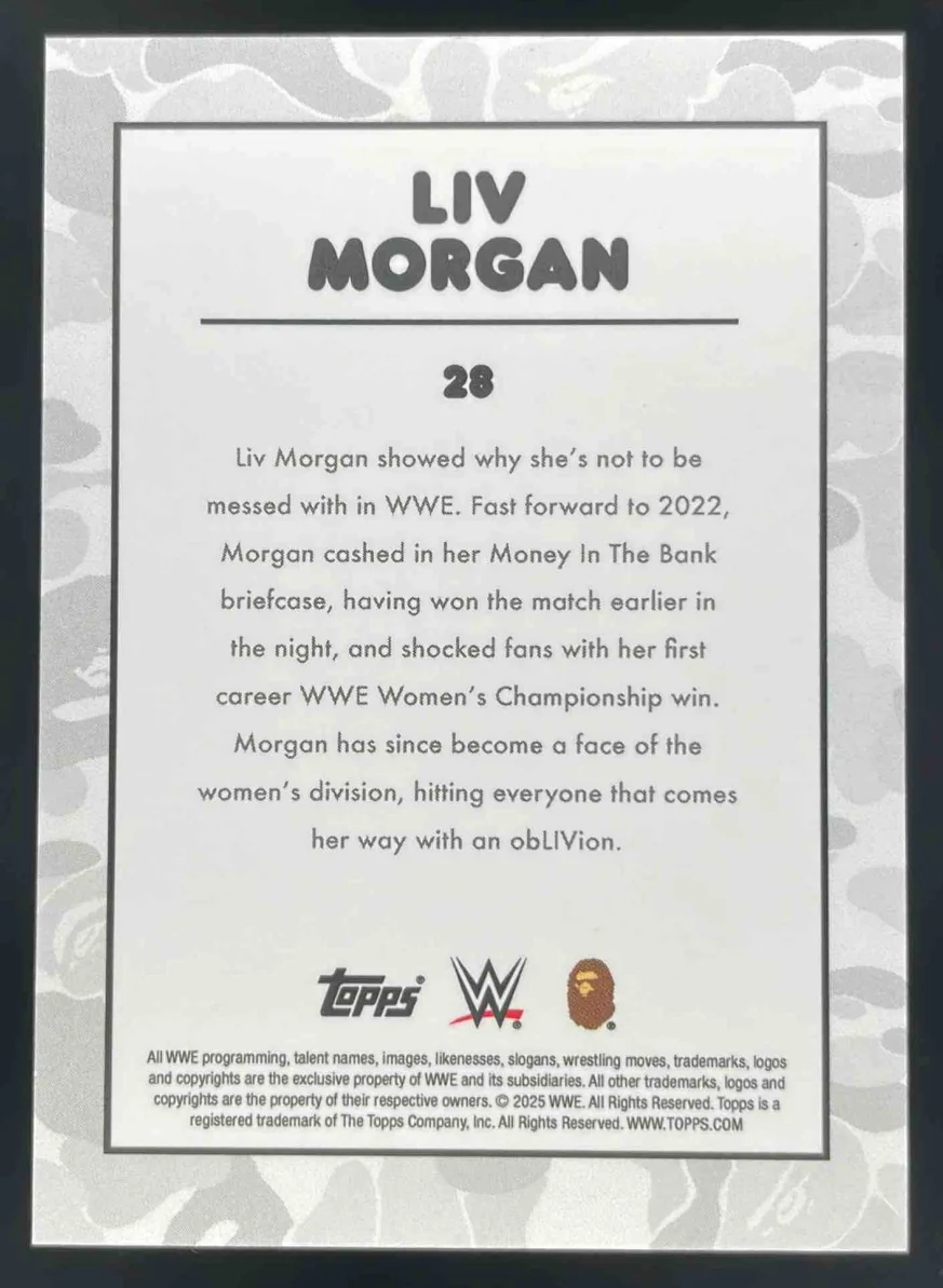 2025 Topps WWE x Bape Camo #28 Liv Morgan - Image 2