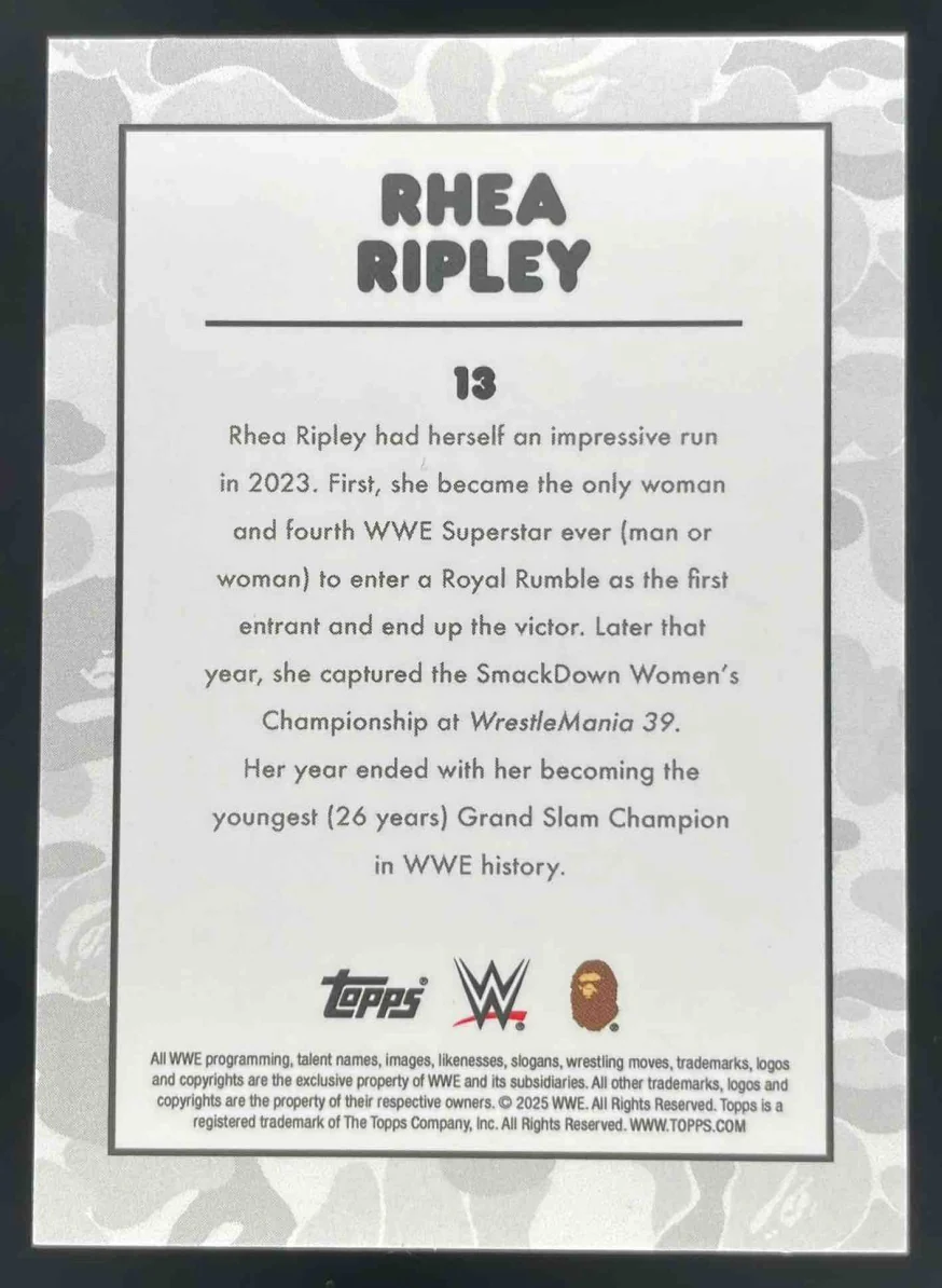 2025 Topps WWE x Bape Camo #13 Rhea Ripley - Image 2