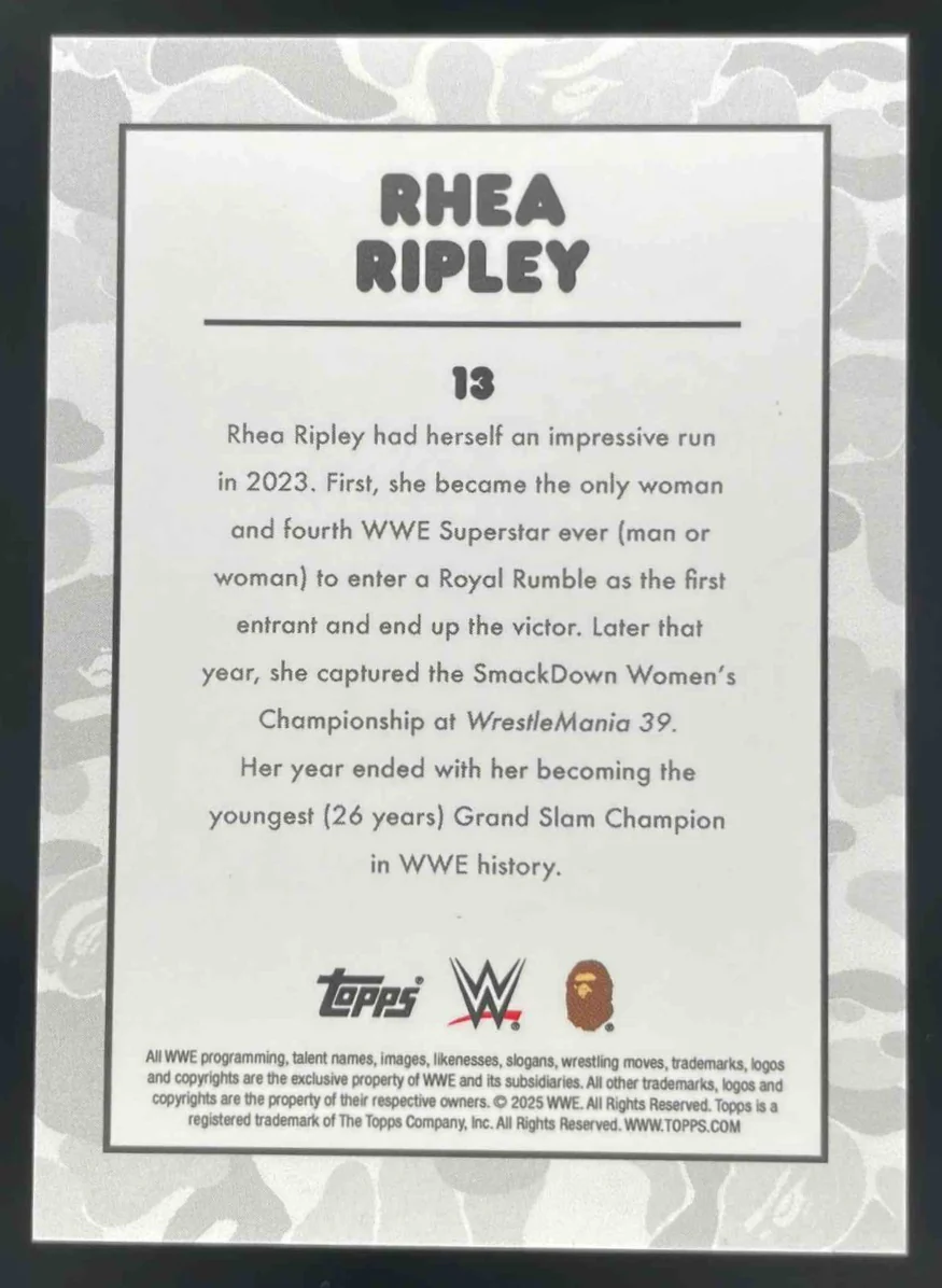 2025 Topps WWE x Bape Camo #13 Rhea Ripley - Image 2