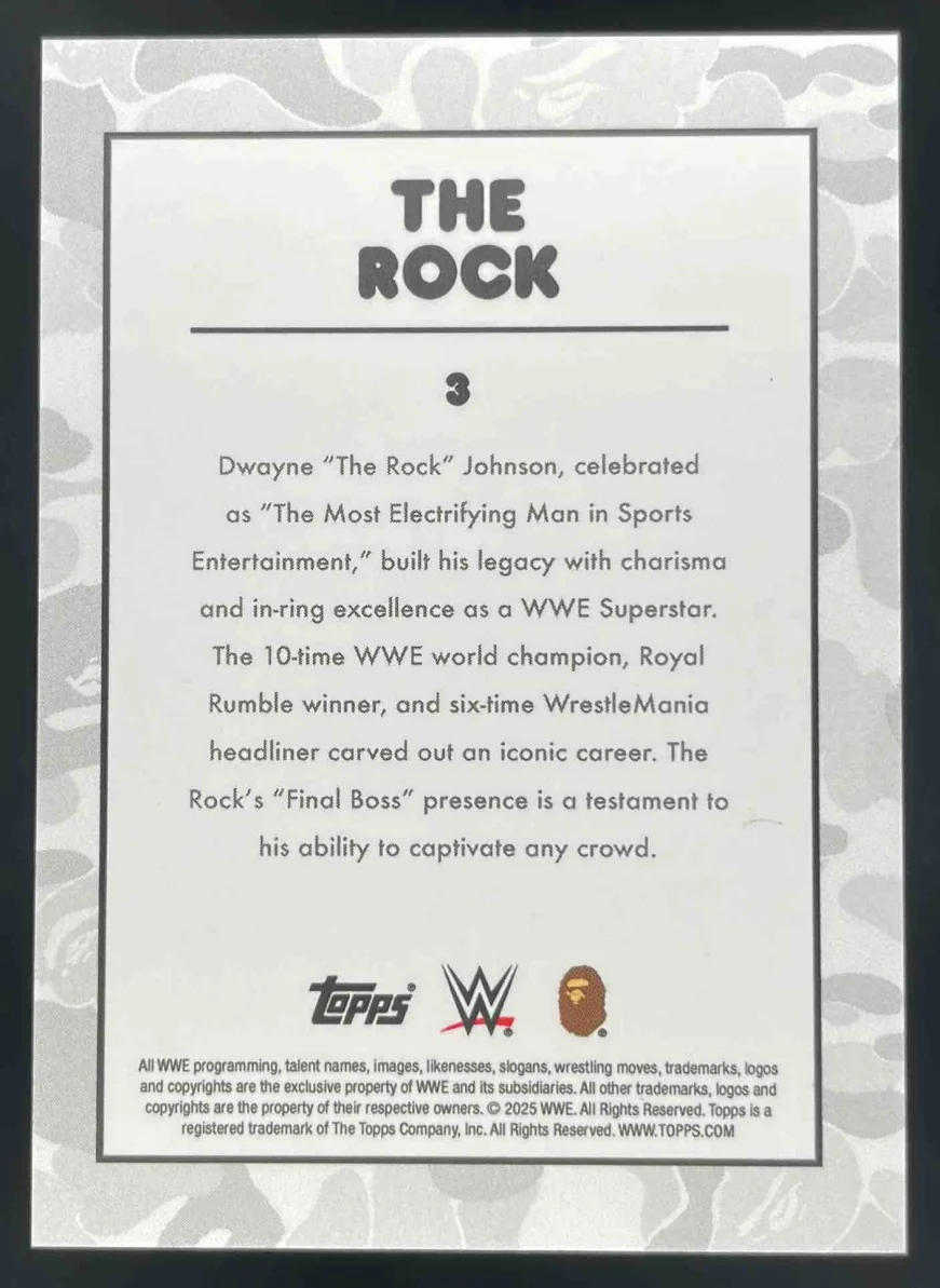 2025 Topps WWE x Bape White Camo #3 The Rock - Image 2