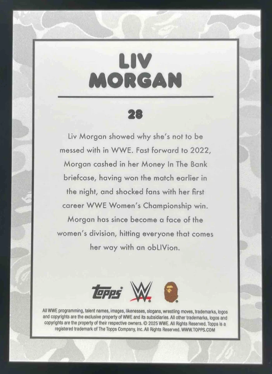 2025 Topps WWE x Bape White Camo #28 Liv Morgan - Image 2