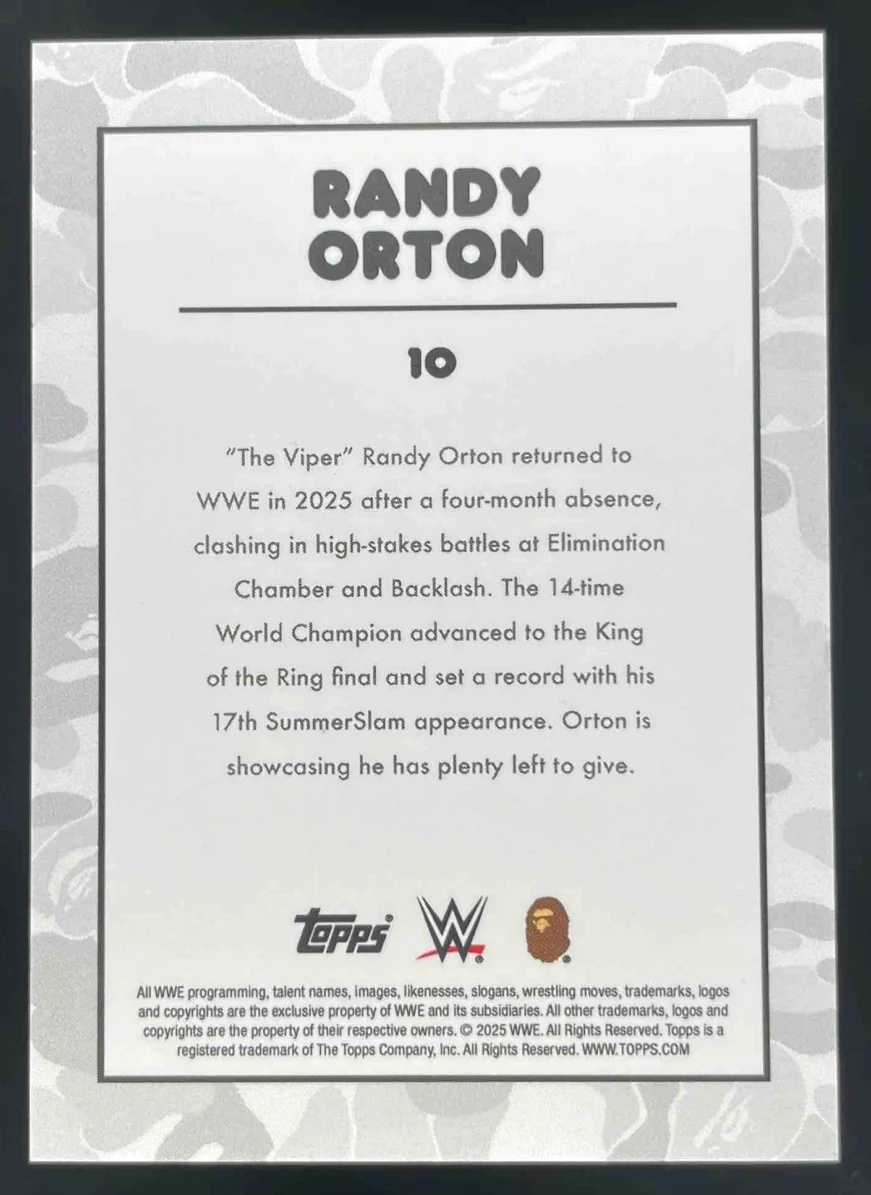 2025 Topps WWE x Bape Red Camo #10 Randy Orton /199 - Image 2
