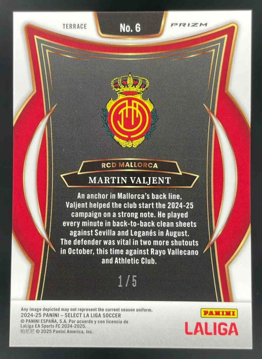 2024-25 Panini Select La Liga Green Prizm #6 Martin Valjent Terrace /5 - Image 2