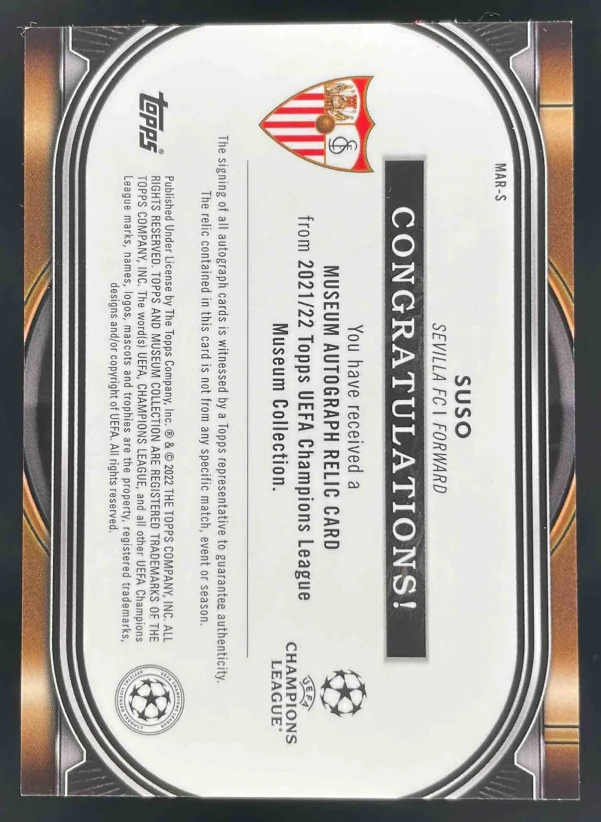2021 Topps Museum Collection Autograph Relics #MAR-S Suso Auto /250 - Image 2