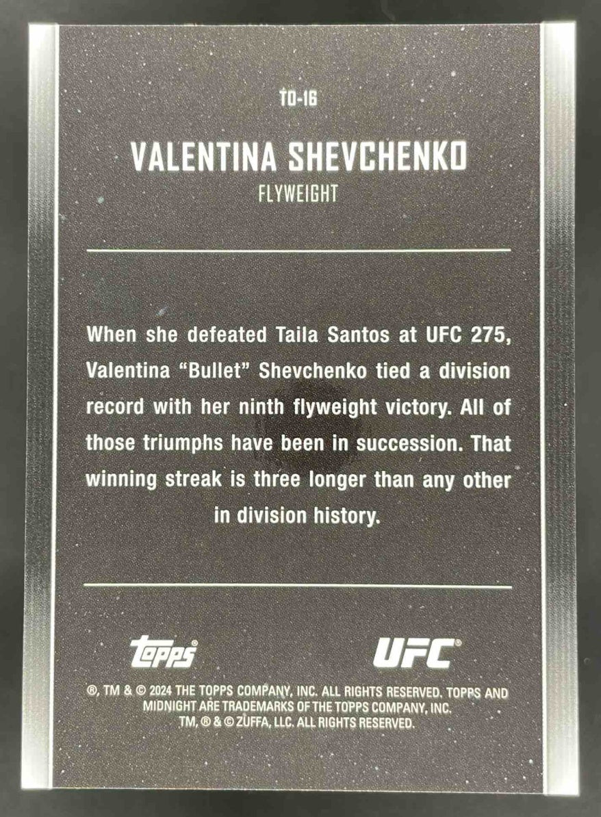 2024 Topps Midnight UFC The One and Only Twilight #TO16 Valentina Shevchenko /99 - Image 2