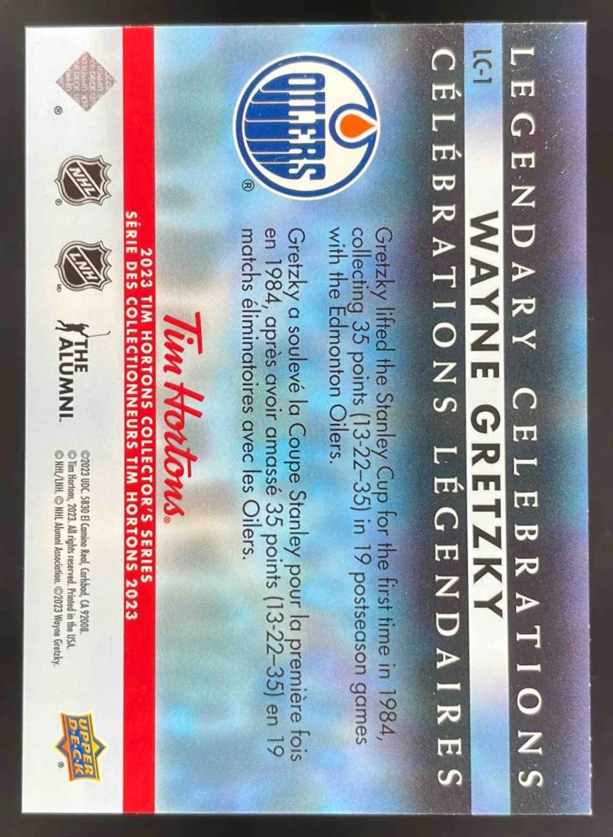2023 Upper Deck Tim Hortons Legends Legendary Celebrations #LC-1 Wayne Gretzky - Image 2