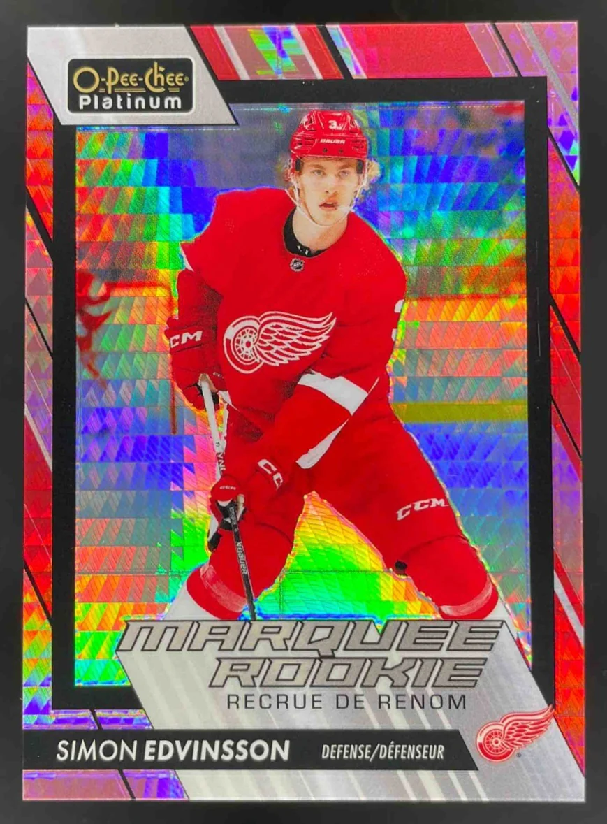 2023-24 O-Pee-Chee Platinum Red Prism #220 Simon Edvinsson RC /199