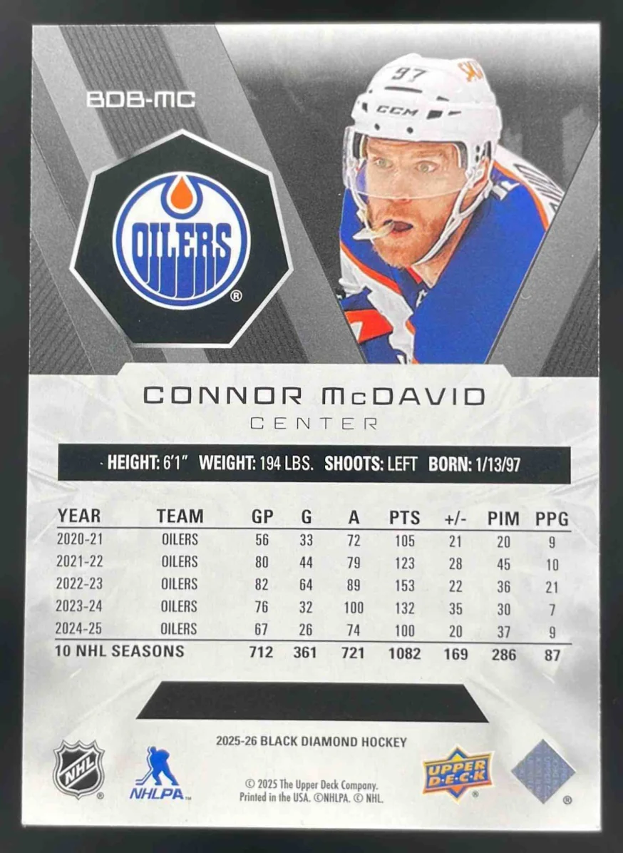 2025-26 Upper Deck Black Diamond #BDB-MC Connor McDavid /349 - Image 2