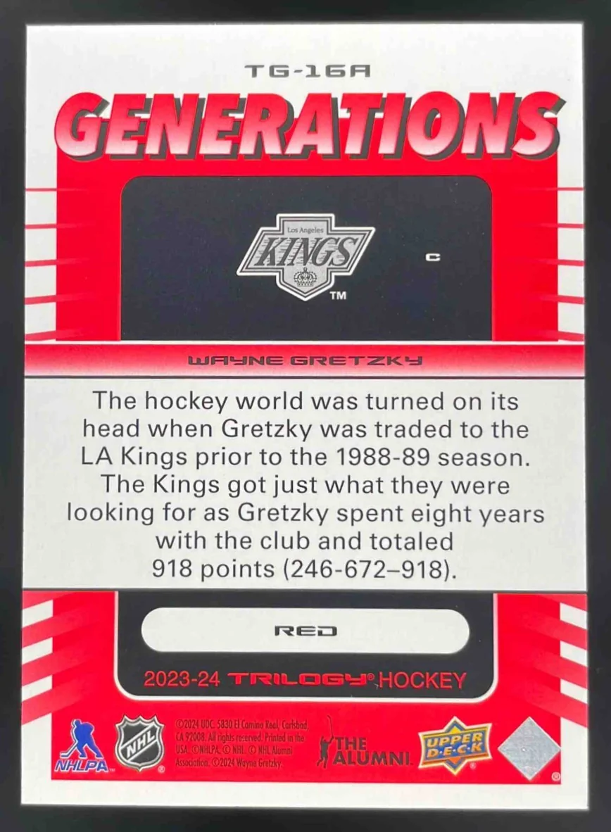 2023-24 Upper Deck Trilogy Generations Red #TG-16A Wayne Gretzky /799 - Image 2