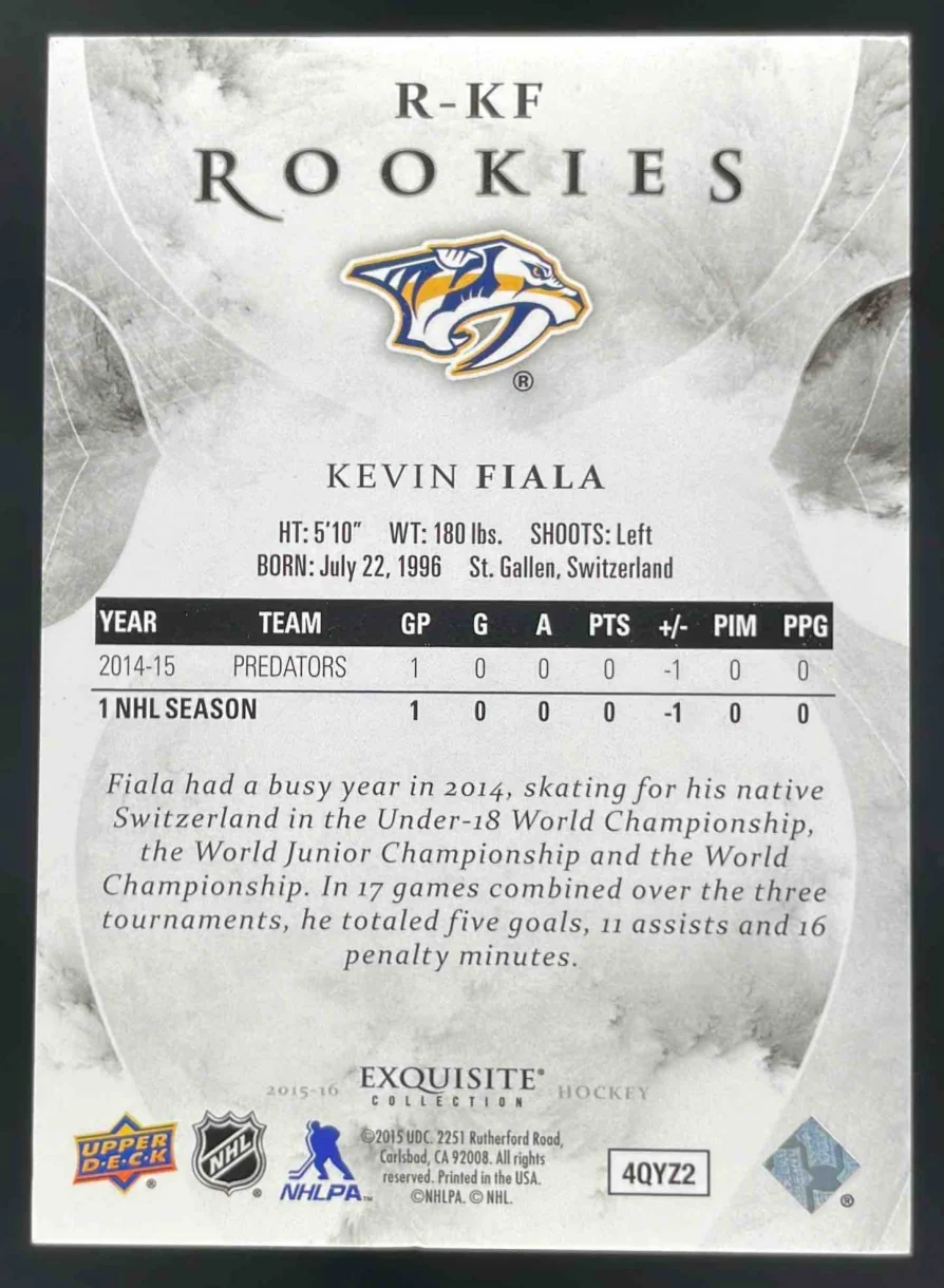 2015-16 Black Diamond Exquisite Rookies Spectrum #R-KF Kevin Fiala RC /56 - Image 2