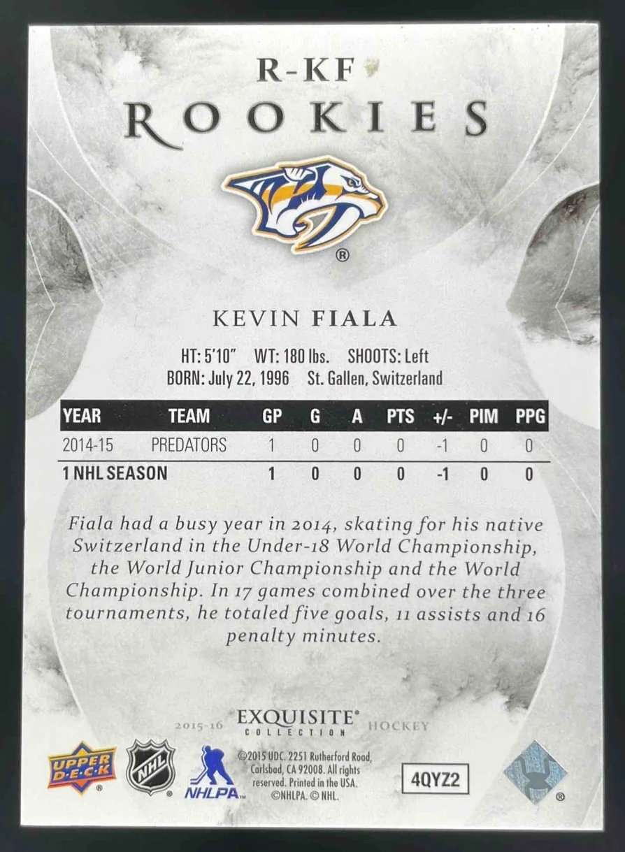 2015-16 Black Diamond Exquisite Rookies Spectrum #R-KF Kevin Fiala RC /56 - Image 2
