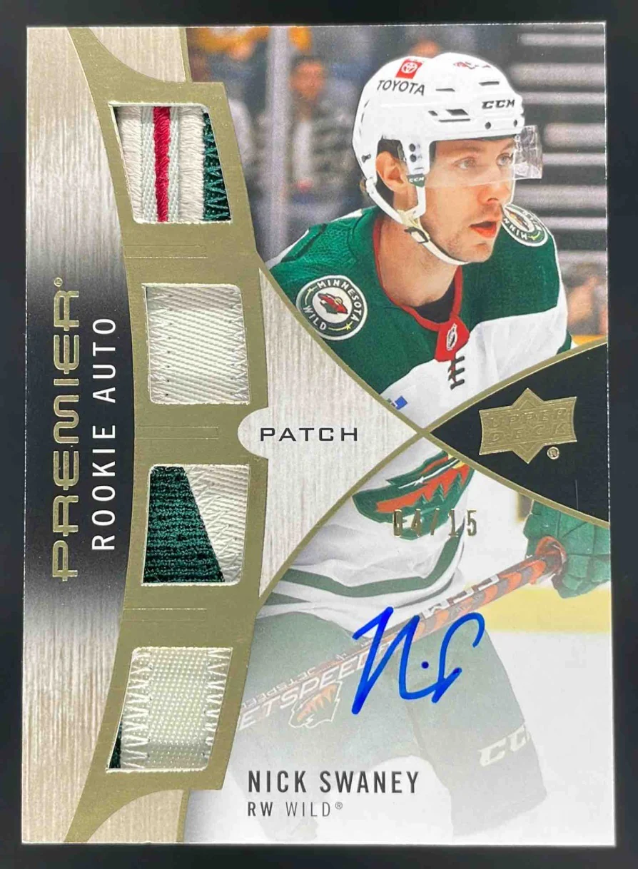 2023-24 Upper Deck Premier Rookie Patch #PRA-NS Nick Swaney RC Auto /15