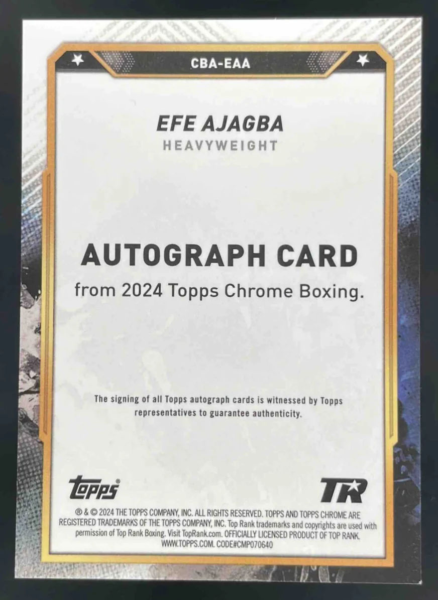 2024 Topps Chrome Autograph #CBA-EAA Efe Ajagba Auto - Image 2