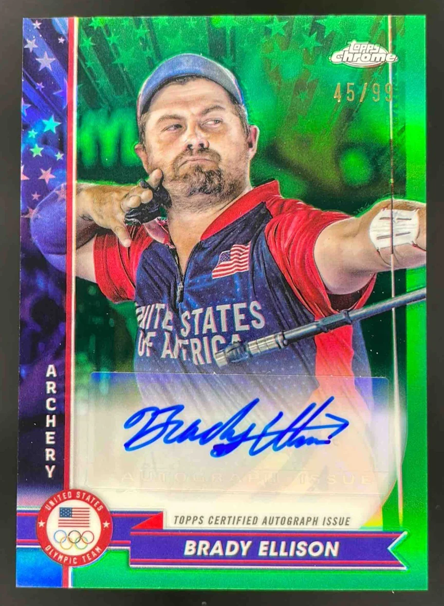 2024 Topps Chrome US Olympics Green Refractors #AU-BE Brady Ellison Auto /99