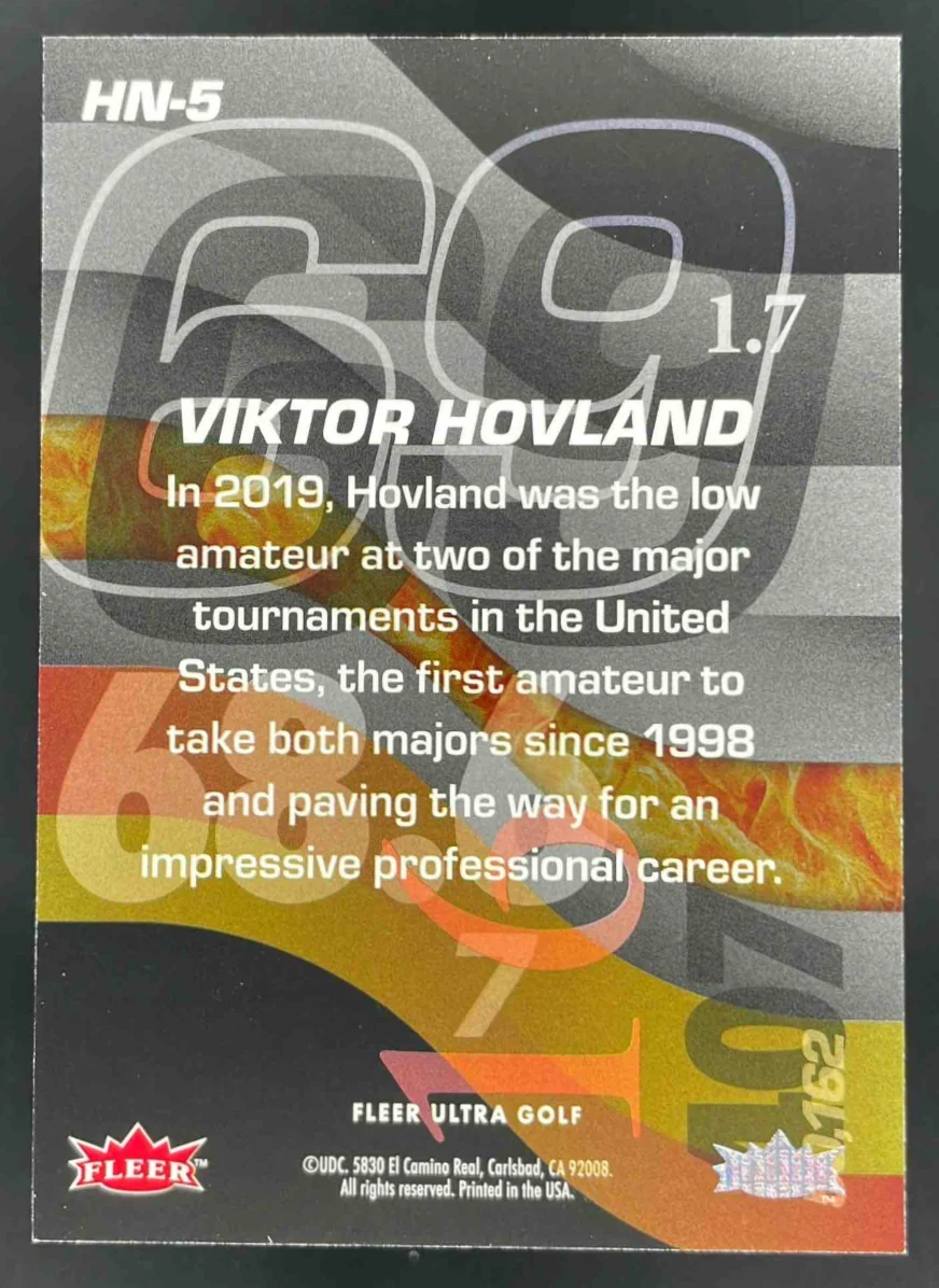 2023 Ultra Flair Hot Numbers #HN-5 Viktor Hovland - Image 2