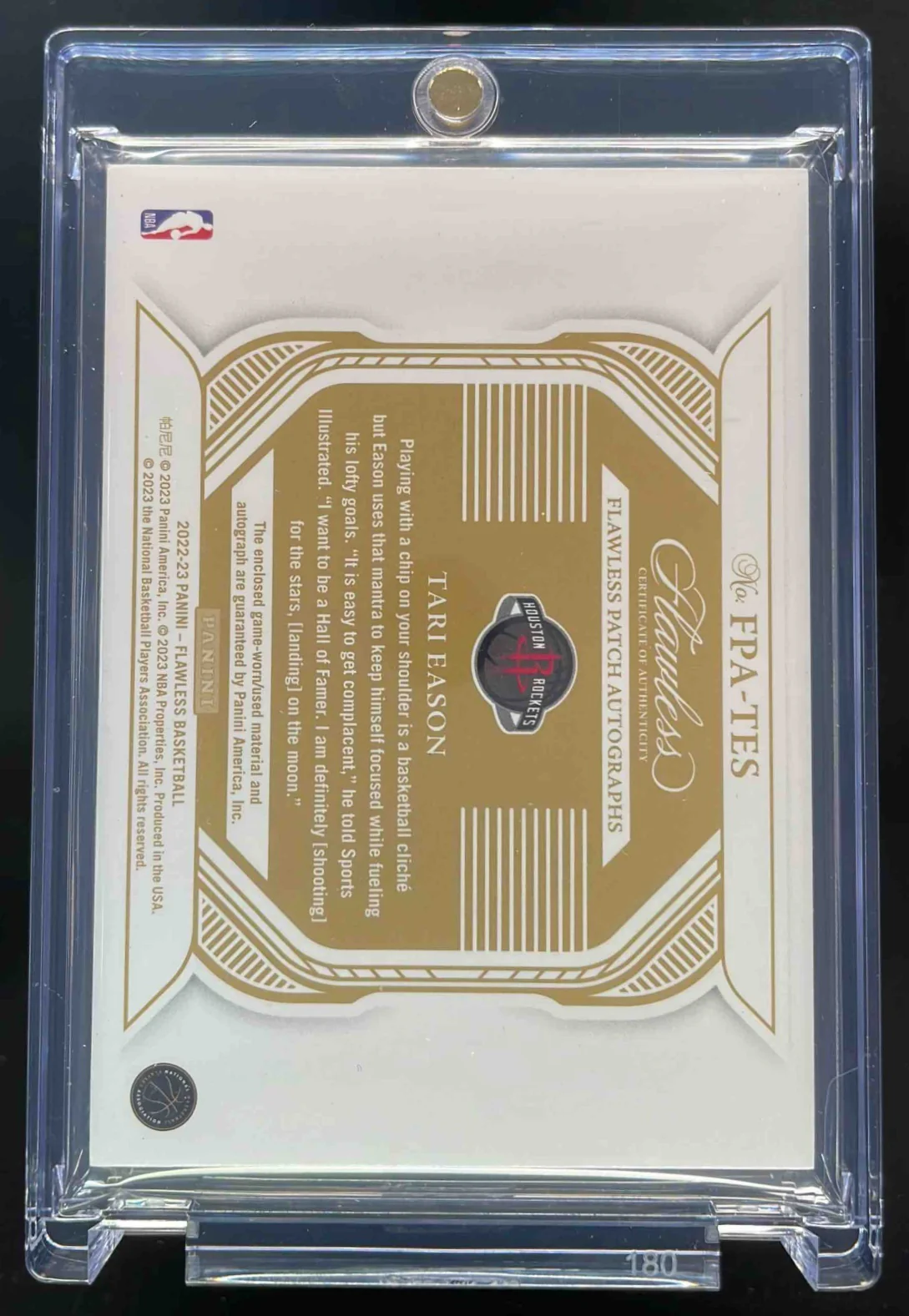 2022-23 Panini Flawless Patch Auto #FPA-TES Tari Eason Autograph RC /25 - Image 2