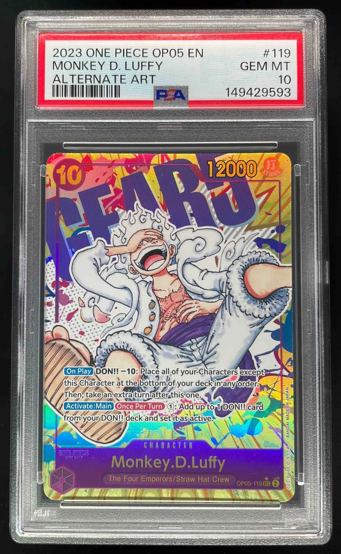 2023 One Piece OP05 EN #119 Monkey D Luffy Alternate Art PSA 10