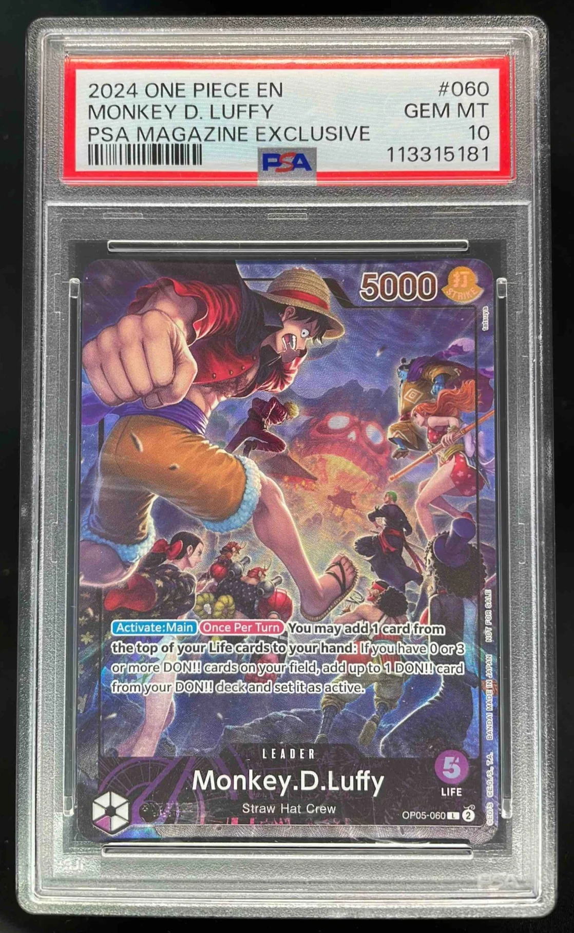 2024 One Piece EN PSA Magazine Exclusive #060 Monkey D Luffy PSA 10