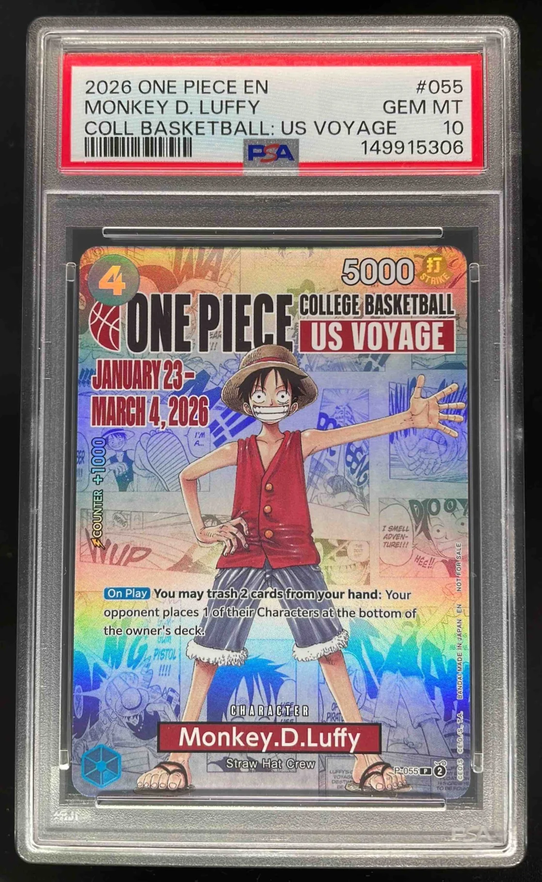2026 One Piece EN Collection Basketball US Voyage #055 Monkey D Luffy PSA 10