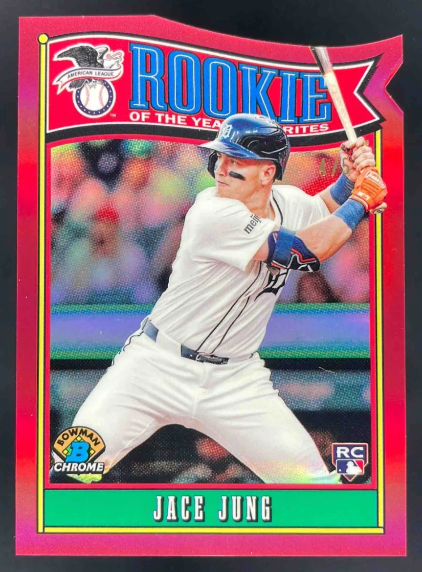 2025 Bowman Chrome Rookie of the Year Favorites Red #ROY-8 Jace Jung RC /5