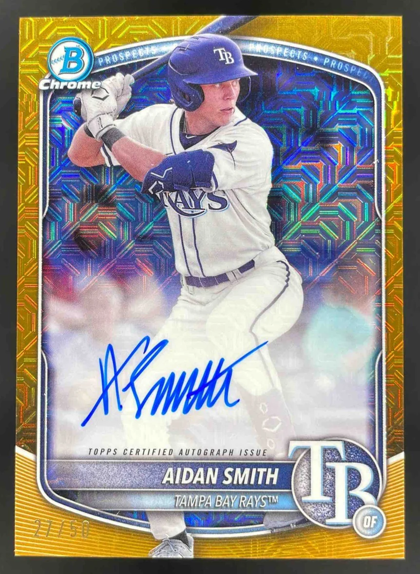 2025 Bowman Chrome Mega Box Gold Mojo Refractor #BMA-AS Aidan Smith Auto /50
