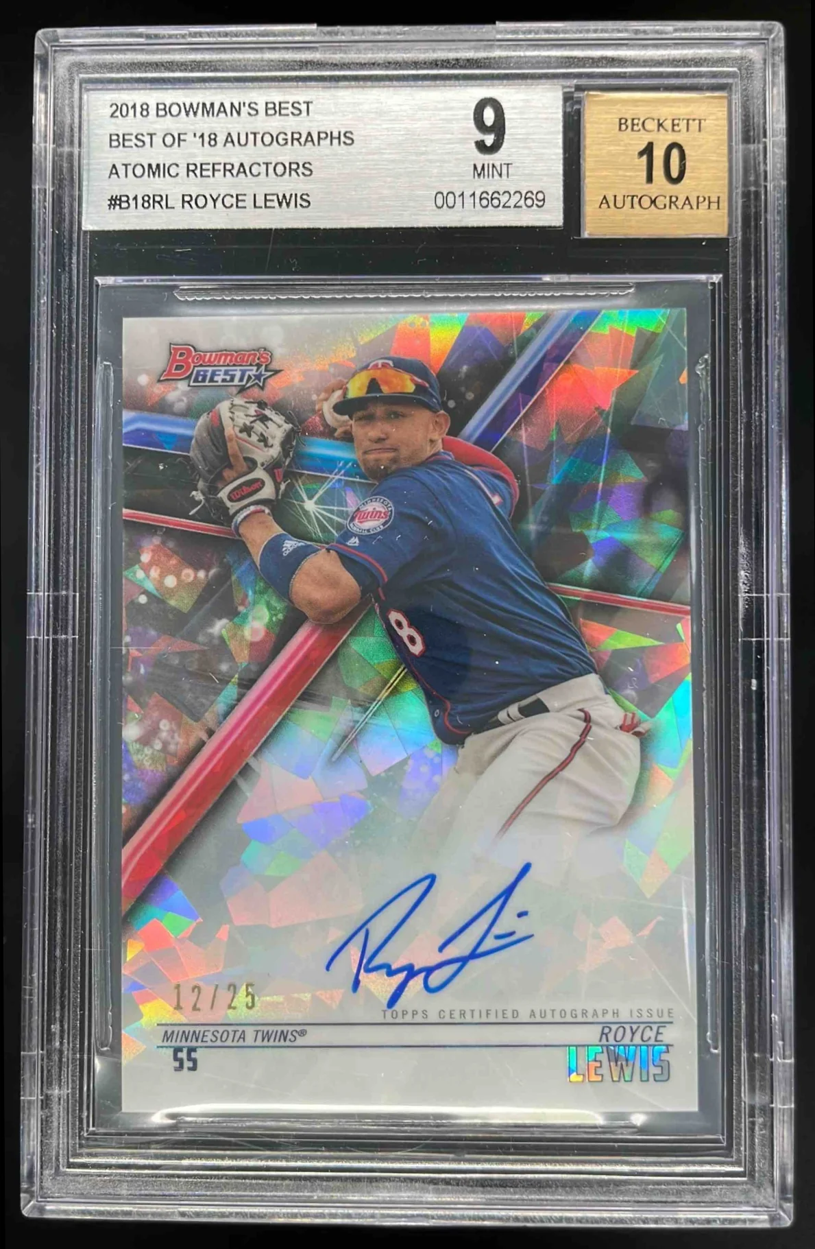 2018 Bowman Bowman's Best of 2018 Atomic #B18-RL Royce Lewis Auto /25 BGS 9