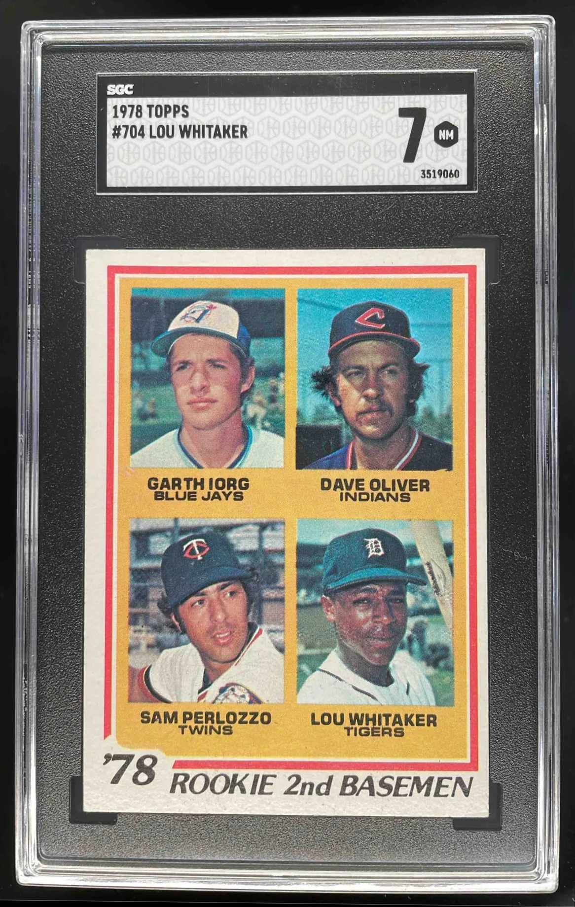 1978 Topps #704 Garth Iorg Dave Oliver Sam Perlozzo Lou Whitaker RC SGC 7