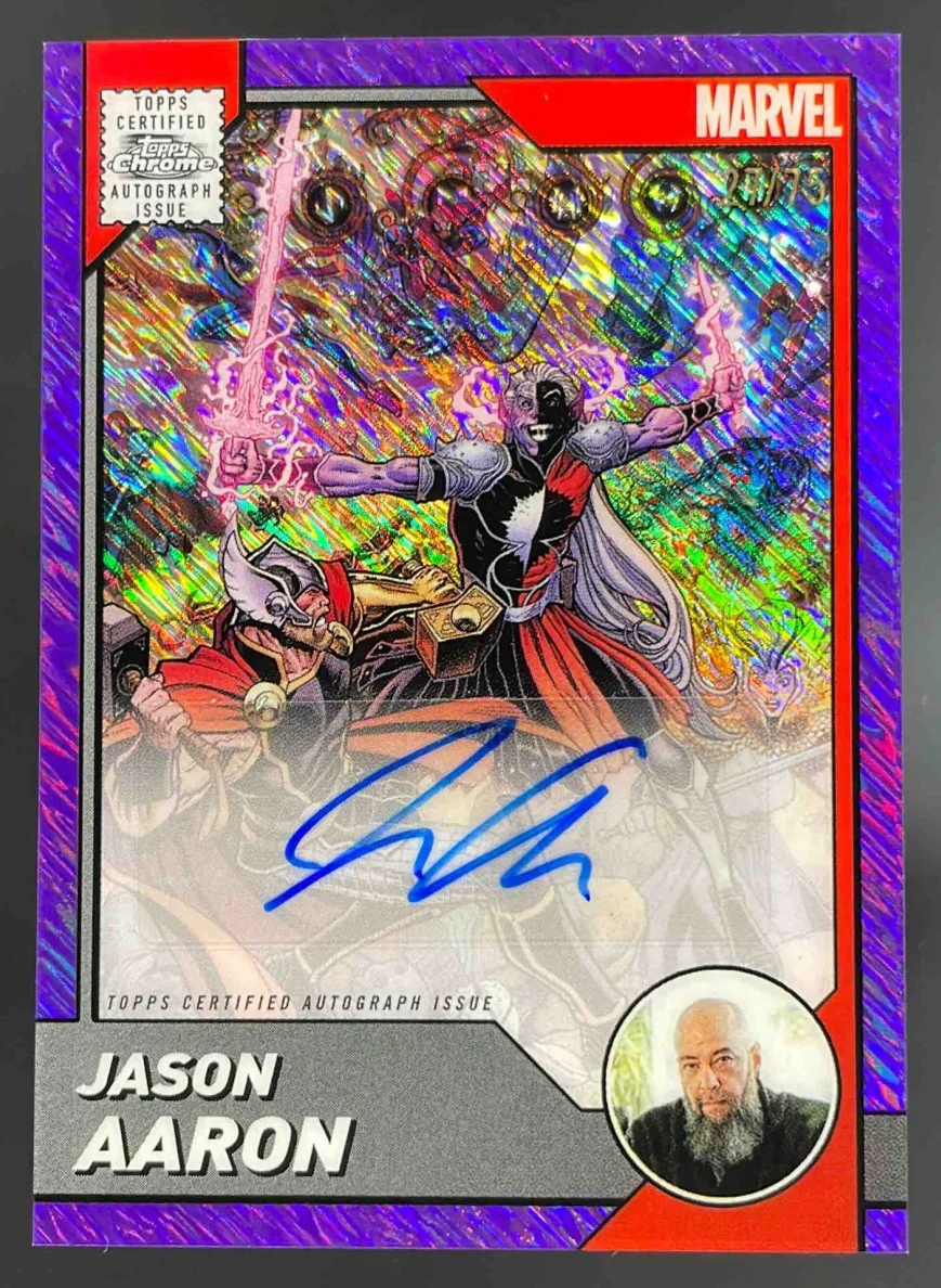 2025 Topps Chrome Marvel Comic Book Artist Purple Shimmer Jason Aaron Auto /75