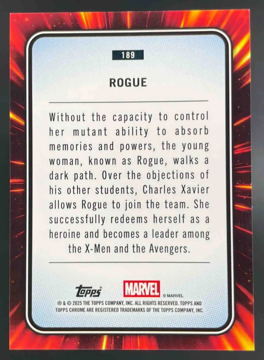 2025 Topps Chrome Marvel Rose Gold Mini Diamond Refractor #189 Rogue /40 - Image 2