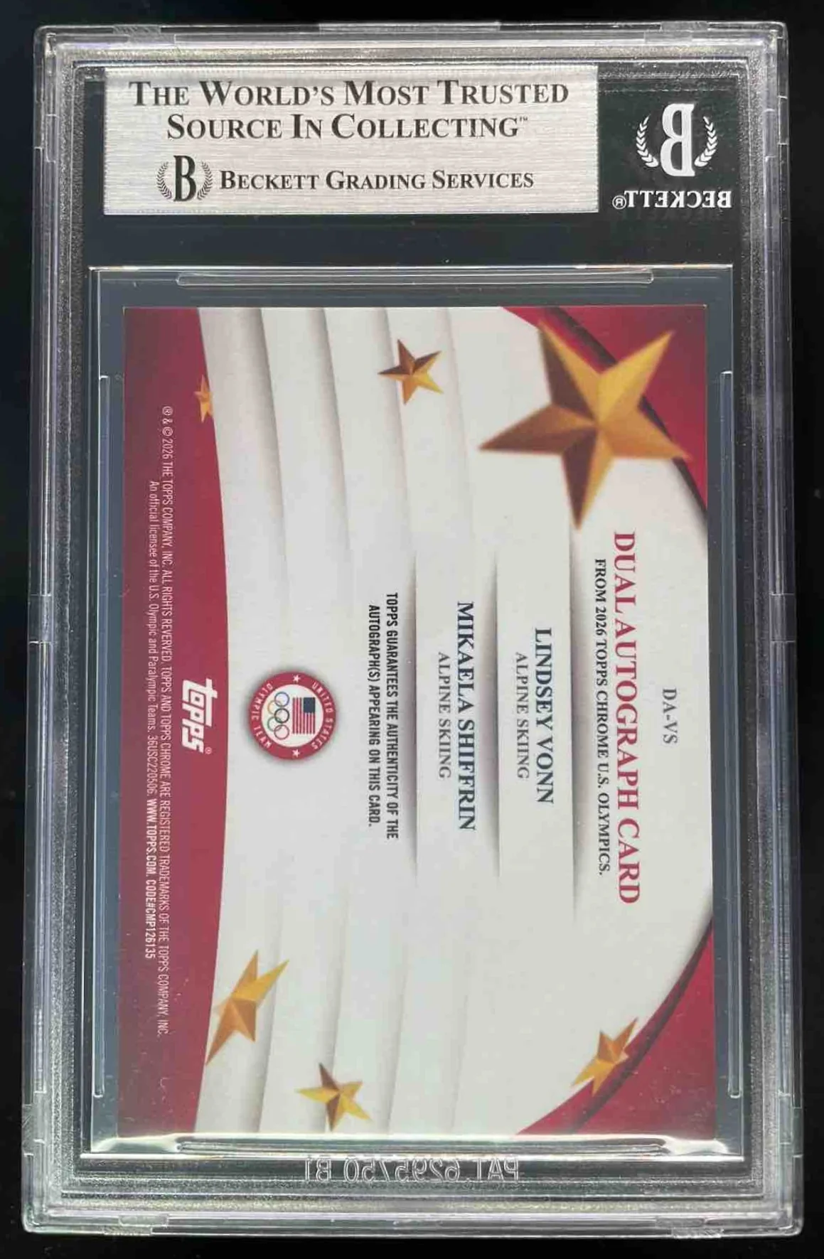 2026 Topps Chrome US Winter Dual Auto Red Mikaela Shiffrin Lindsey Vonn /5 BGS 9 - Image 2