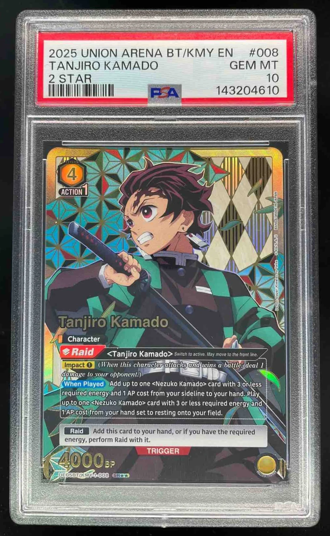 2025 Union Arena EN 2 Star #008 Tanjiro Kamado PSA 10