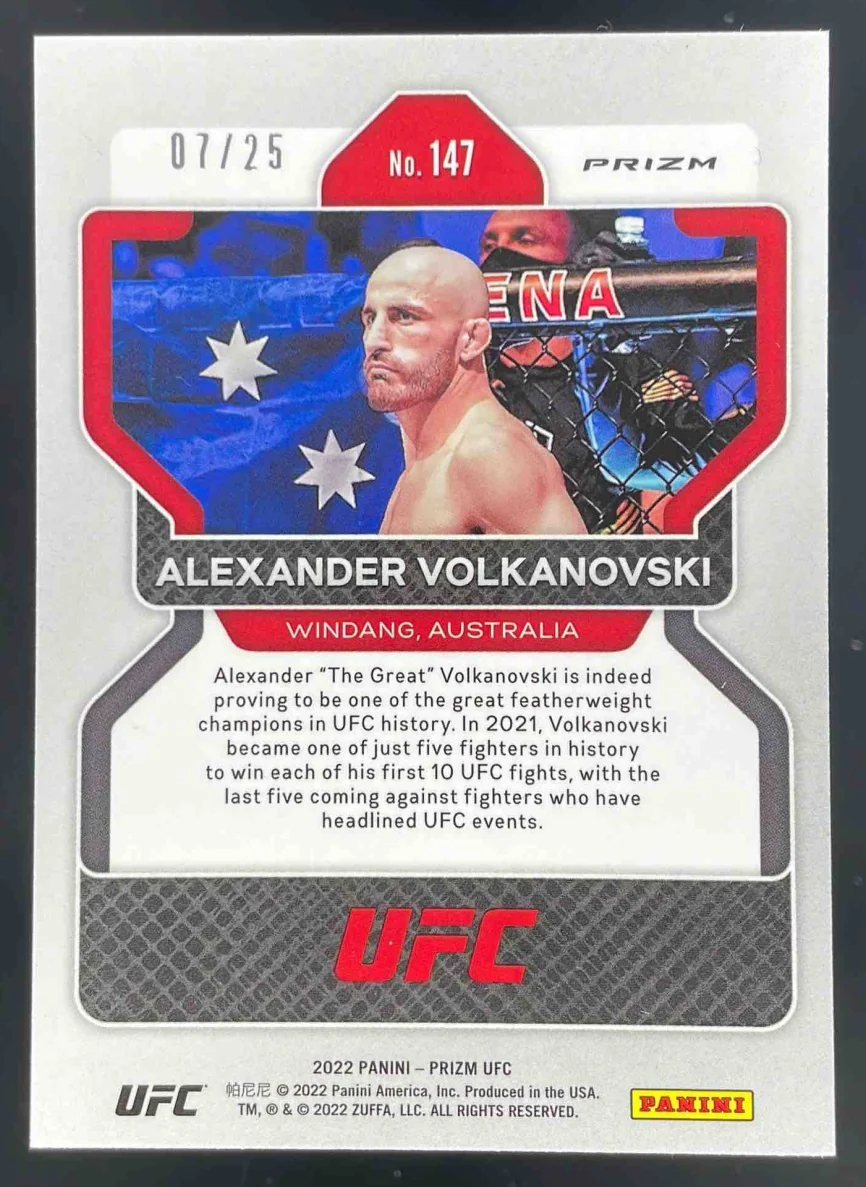 2022 Panini Prizm UFC Green Pulsar Prizms #147 Alexander Volkanovski /25 - Image 2