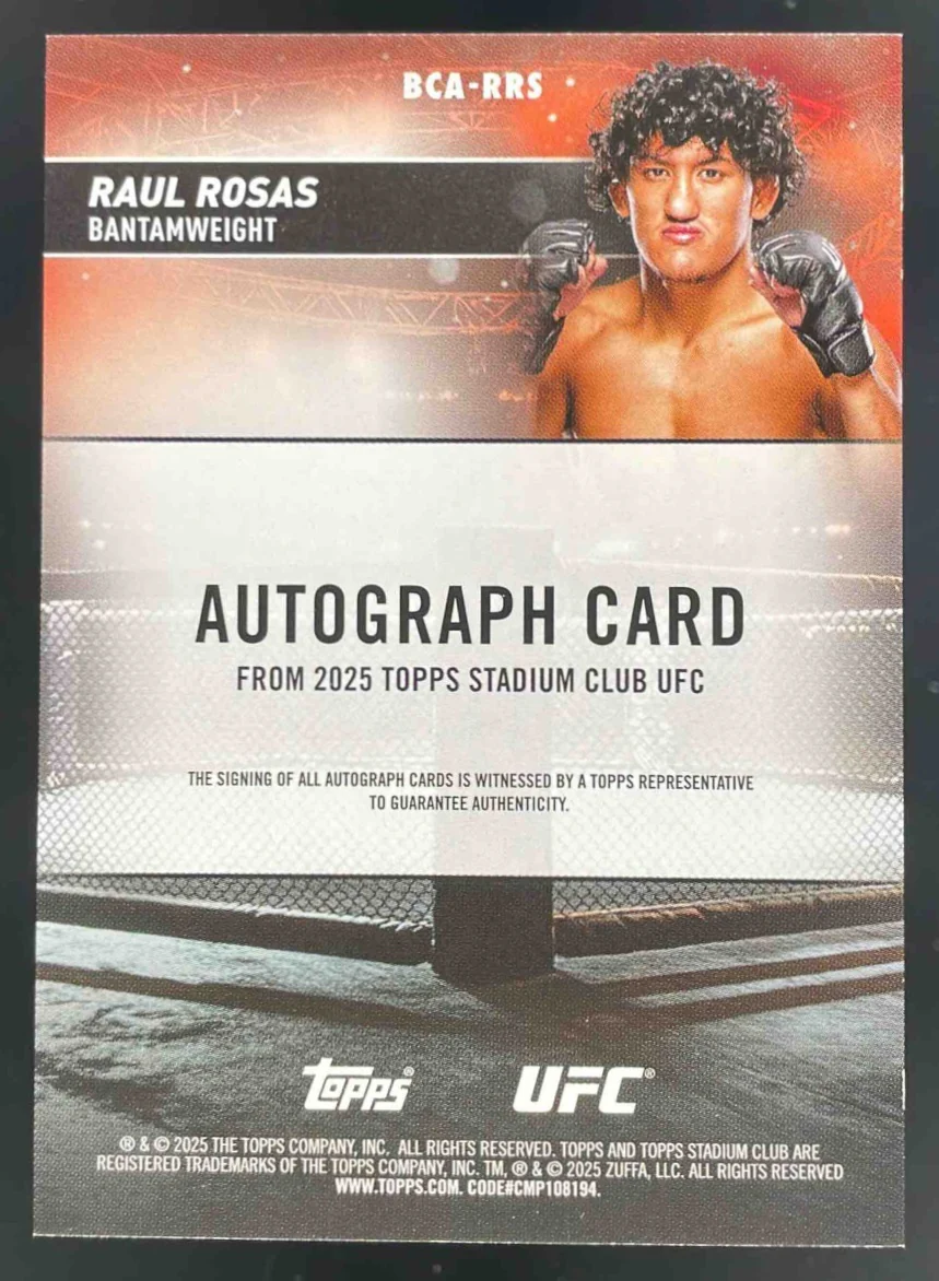 2025 Topps UFC Stadium Club Autograph #BCA-RRS Raul Rosas Auto - Image 2