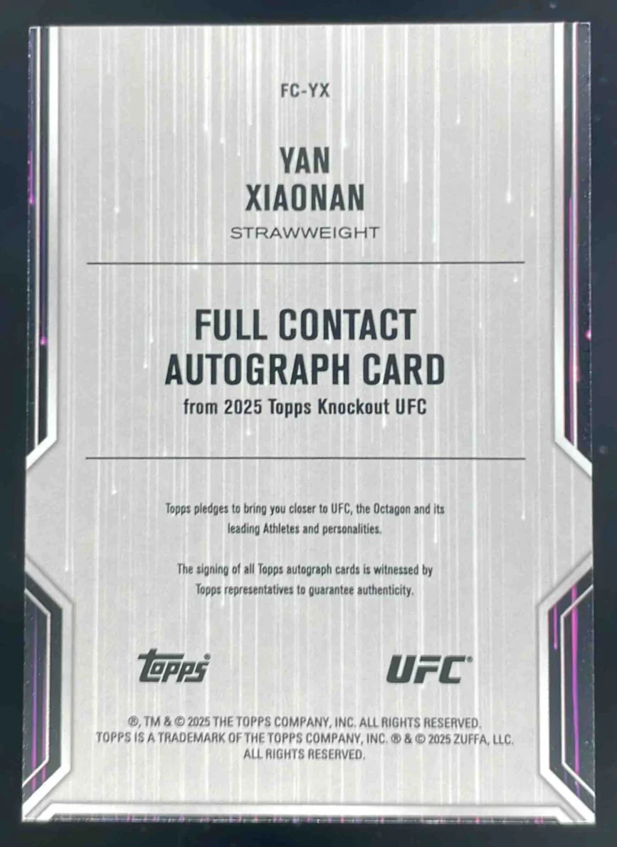 2025 Topps UFC Knockout Full Contact #FC-YX Yan Xiaonan Autograph Auto /299 - Image 2