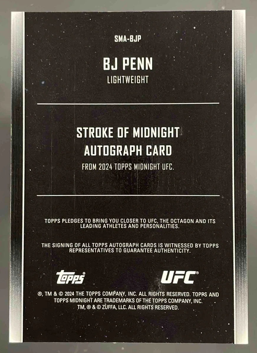 2024 Topps Midnight UFC Stroke of Midnight Autographs #SMA-BJP BJ Penn Auto - Image 2