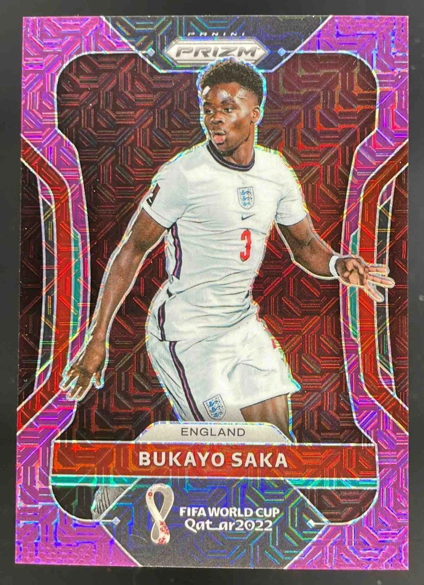 2022-23 Panini Prizm World Cup Purple Mojo #84 Bukayo Saka /49