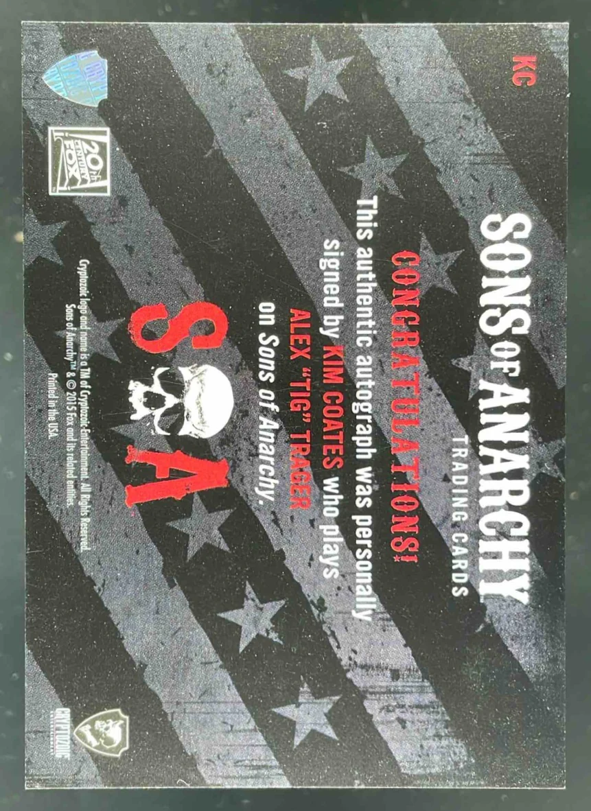 2015 Cryptozoic Sons of Anarchy Kim Coates as Tig Tragger Auto - Image 2