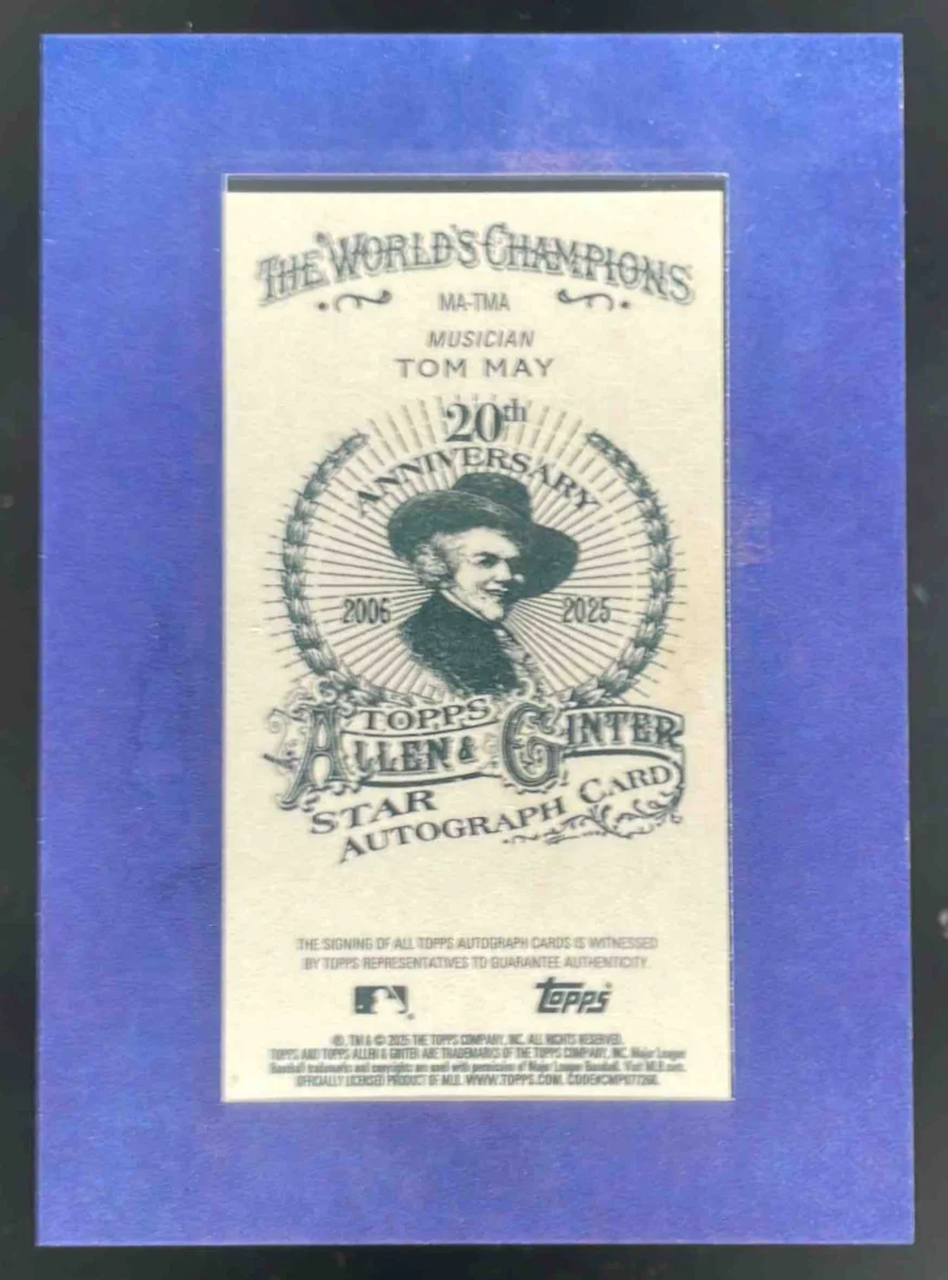 2025 Topps Allen & Ginter Framed Mini Blue Frame #MA-TMA Tom May Auto /99 - Image 2