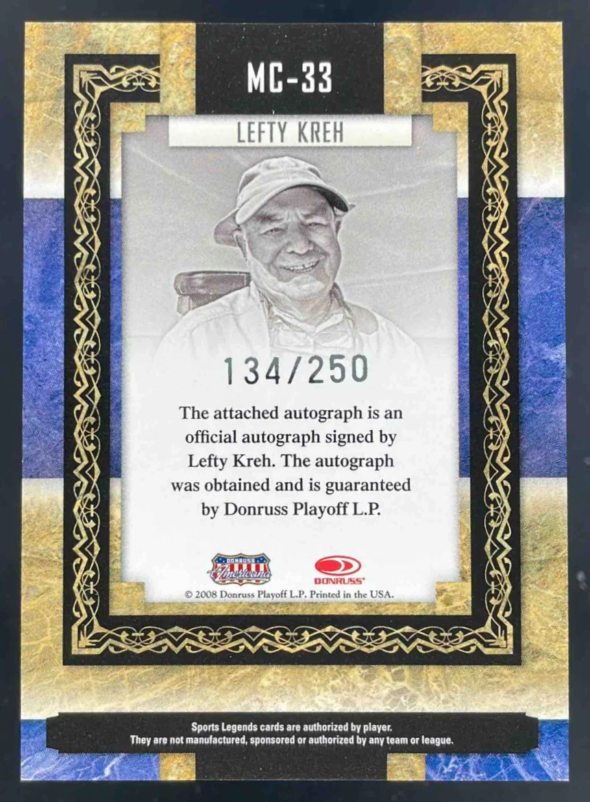 2008 Donruss Sports Legends Museum Collection Auto #MC-33 Lefty Kreh /250 - Image 2