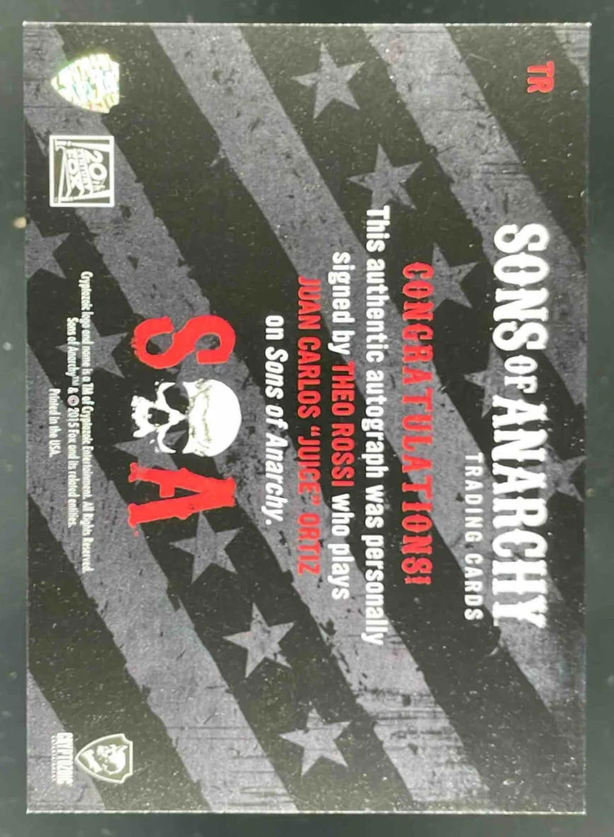 2015 Cryptozoic Sons of Anarchy Autograph Theo Rossi Juan Carlos Juice Auto - Image 2