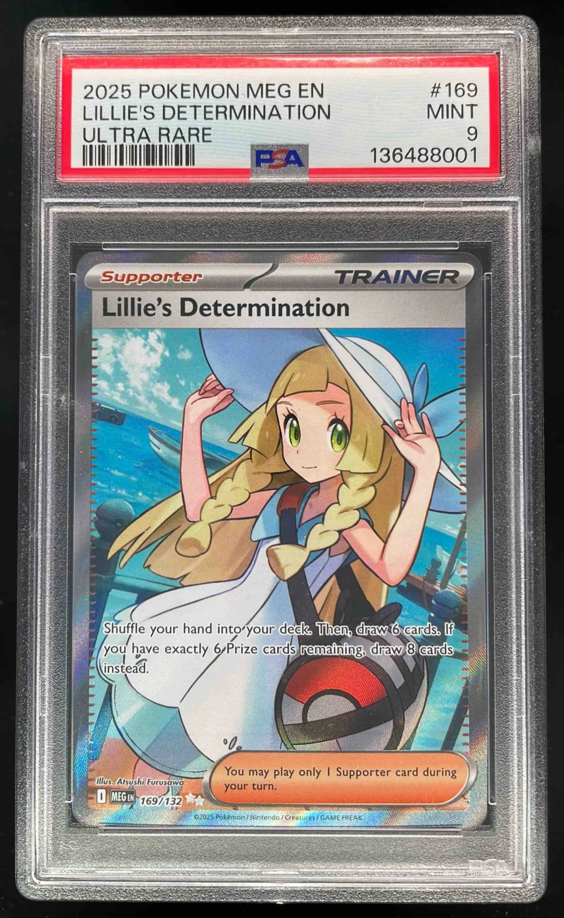 2025 Pokemon Mega Evolution #169/132 Lillie's Determination Ultra Rare PSA 9