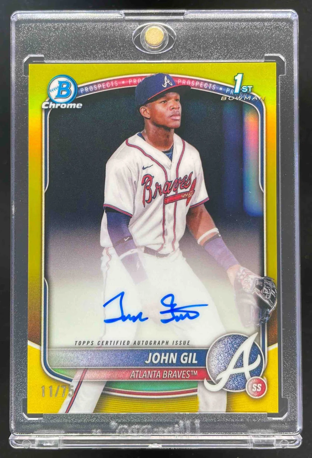 2025 Bowman Chrome Autograph Yellow Refractor #CPA-JG John Gil RC Auto /75