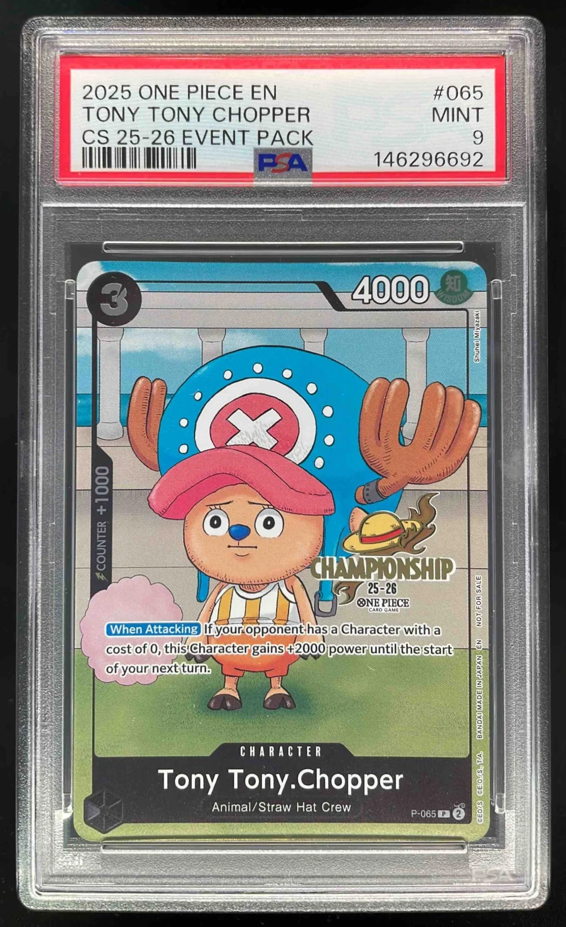 2025 One Piece EN CS 25-26 Event Pack #065 Tony Tony Chopper PSA 9