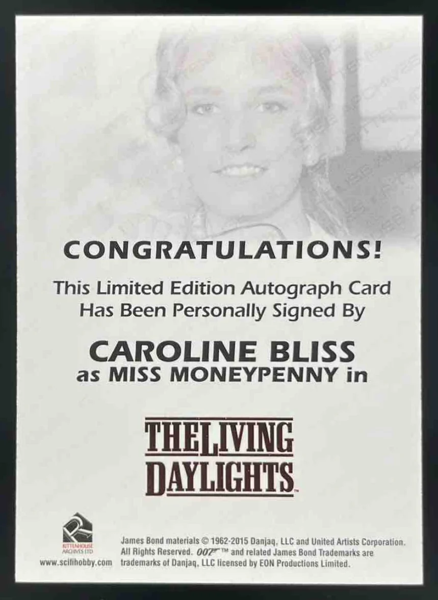 2015 The Living Daylights Autographs Caroline Bliss as Miss Moneypenny Auto - Image 2