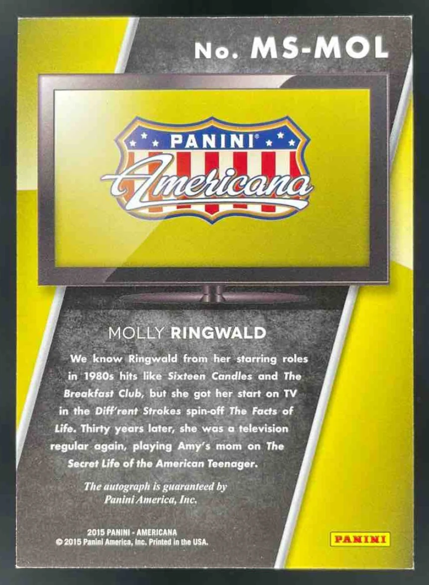 2015 Panini On The Tube Autograph #MS-MOL Molly Ringwald Auto /15 - Image 2