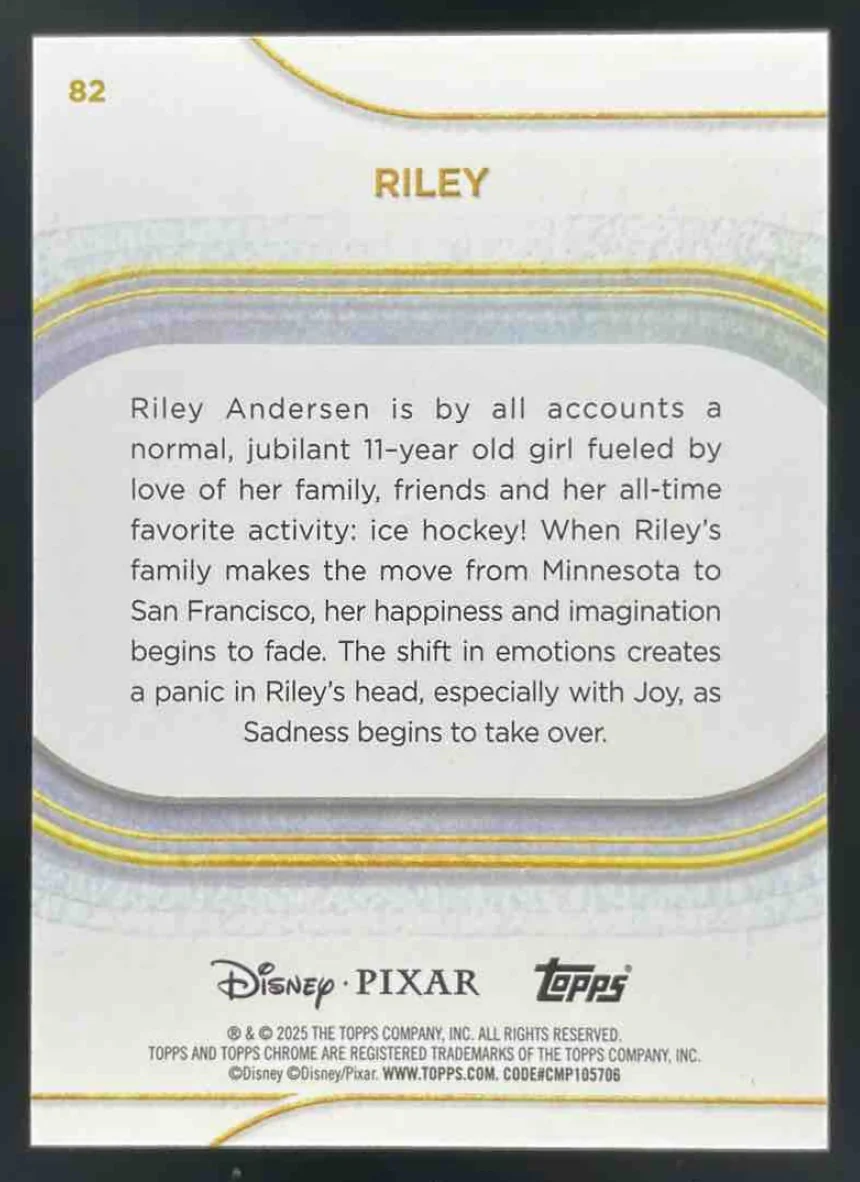 2025 Topps Chrome Disney Gold Refractor #82 Riley /50 - Image 2