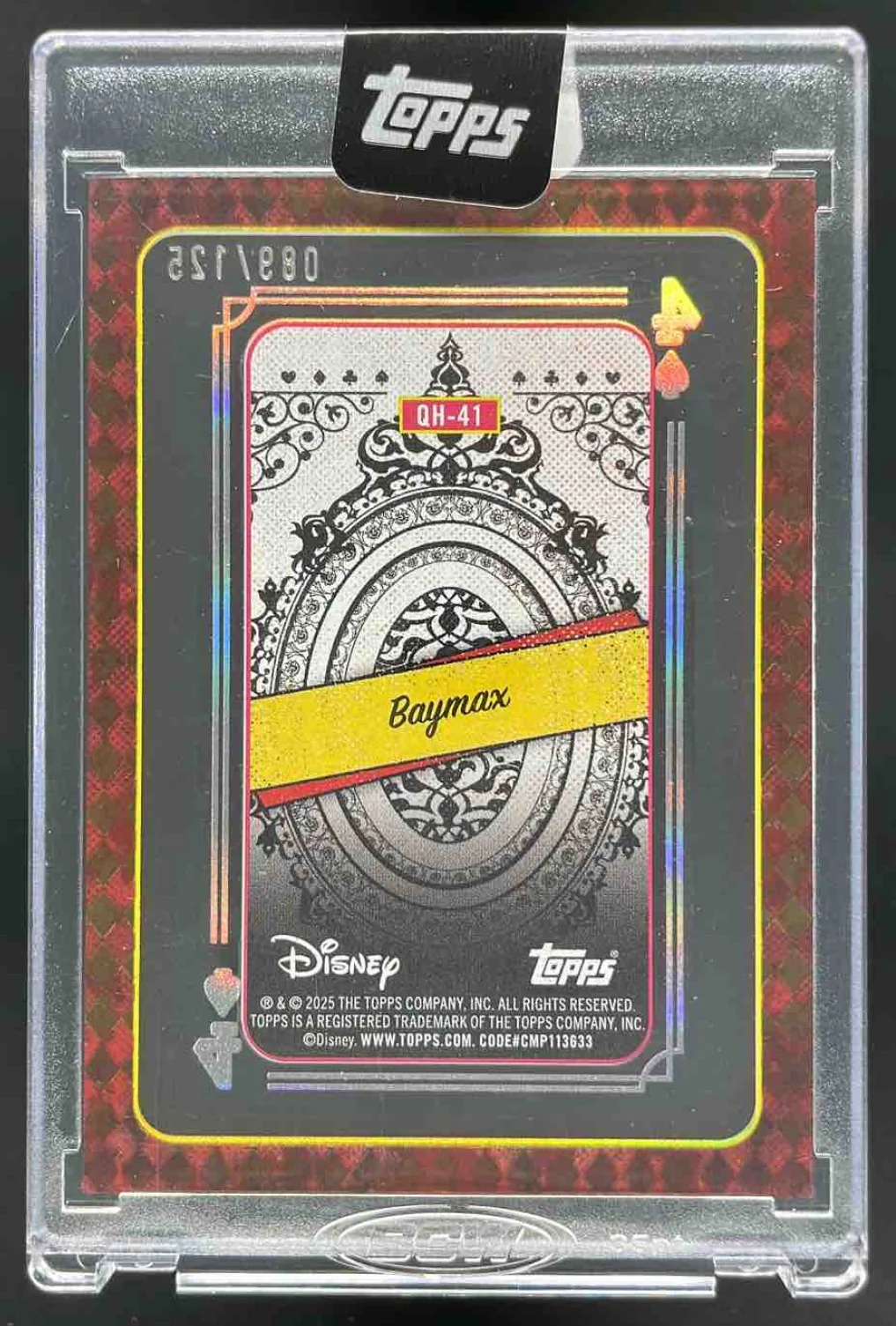 2025 Topps Mint Disney Queen of Hearts Acetate Playing Cards #QH-41 Baymax /125 - Image 2
