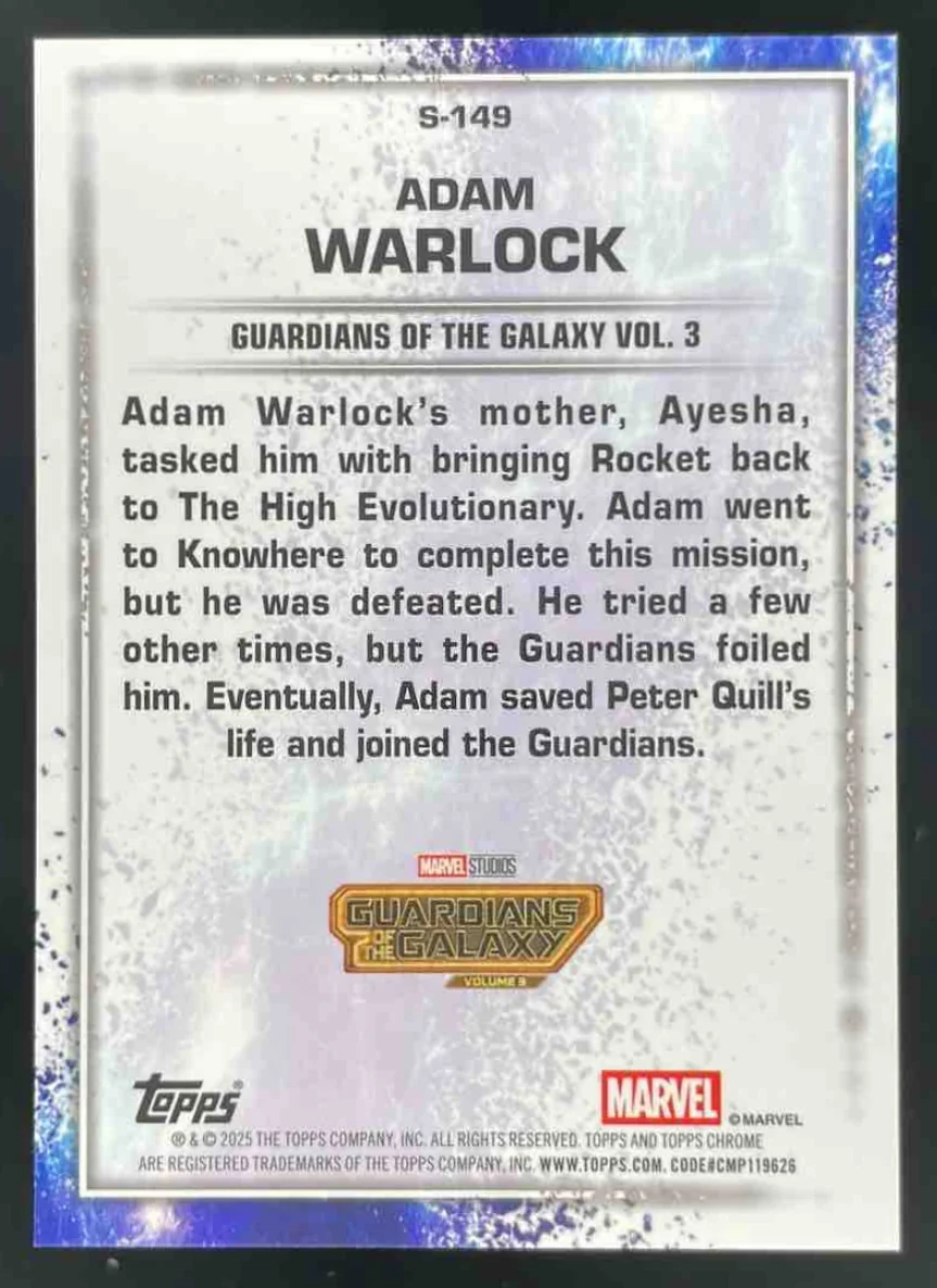 2025 Topps Chrome Marvel Studios The Snap Variation Orange #149 Adam Warlock /25 - Image 2
