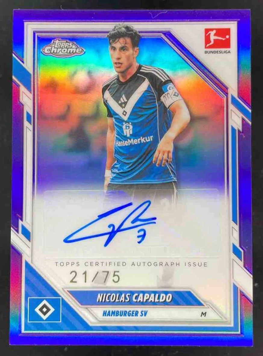 2025-26 Topps Chrome Bundesliga Purple #BA-NC Nicolas Capaldo Auto /75