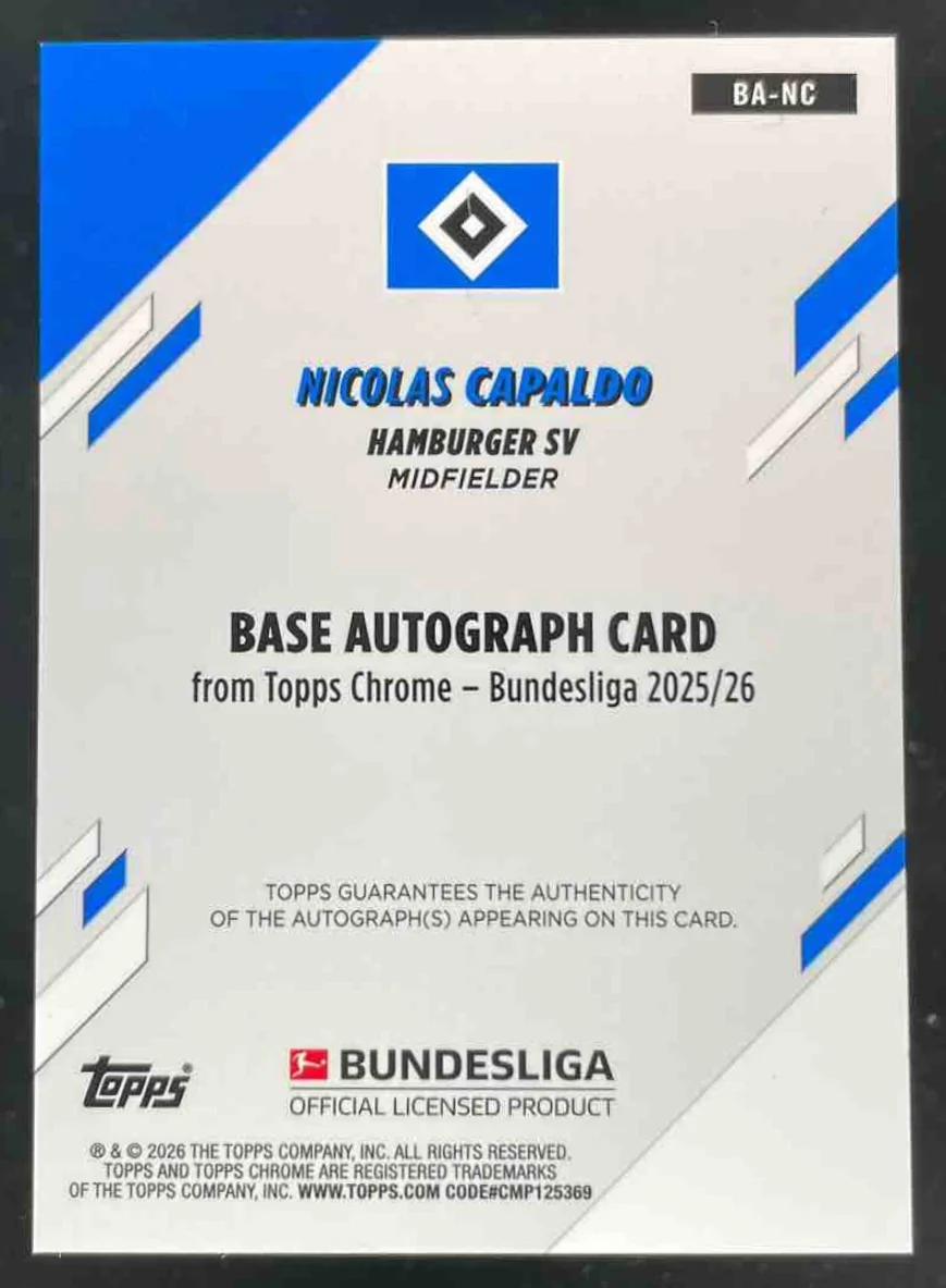 2025-26 Topps Chrome Bundesliga Purple #BA-NC Nicolas Capaldo Auto /75 - Image 2